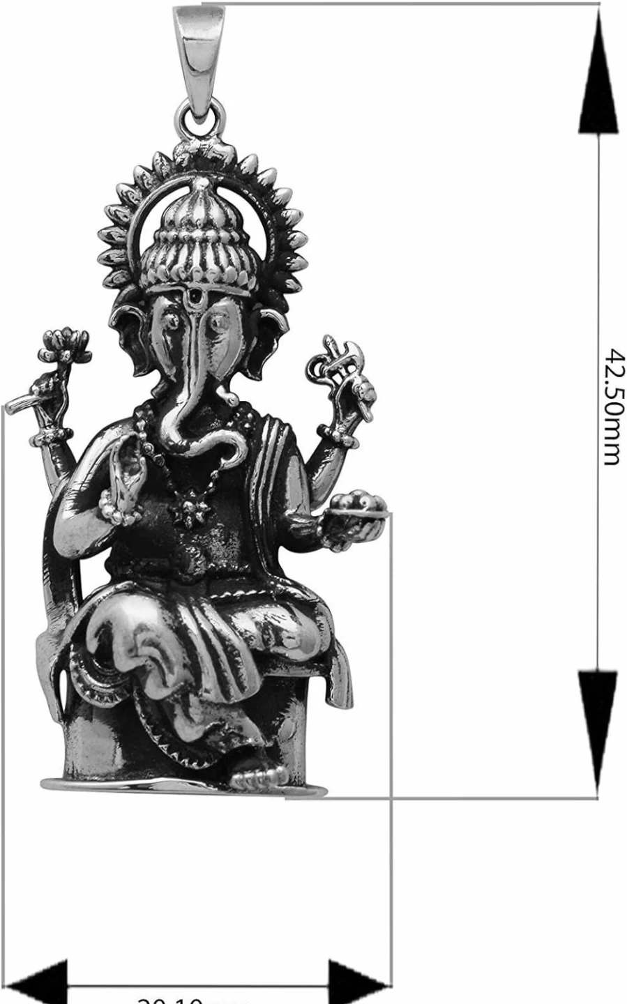 "Shine Jewel 925 Sterling Silver Ganesha Pendant - Oxidized Finish Religious Necklace for Men & Women"