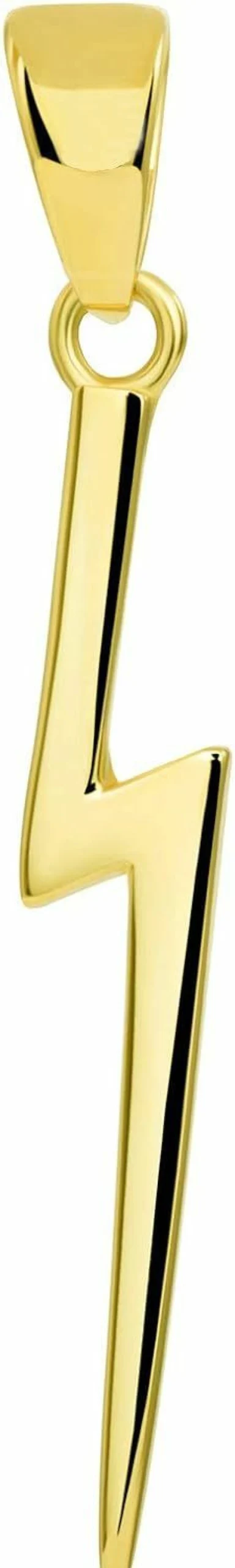 14K Solid Yellow Gold Lightning Bolt Pendant Necklace | Jewelry America
