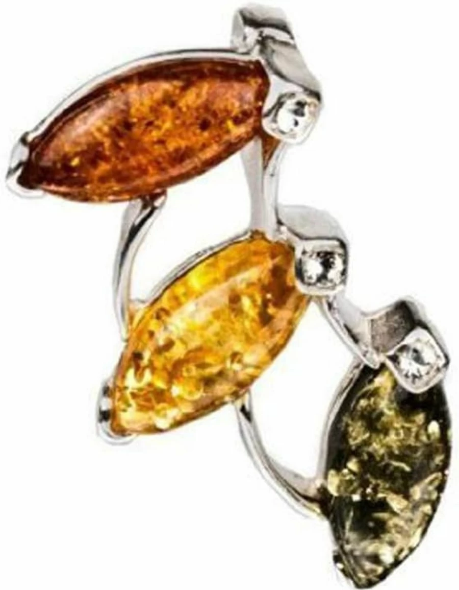 "Amber by Graciana Sterling Silver Pendant with Multicolor Amber Crystals – Handcrafted Jewelry"