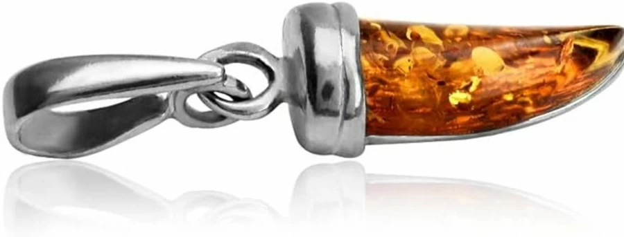 "Ian & Valeri Co. Genuine Amber Sterling Silver Pendant Necklace - Handcrafted Jewelry"