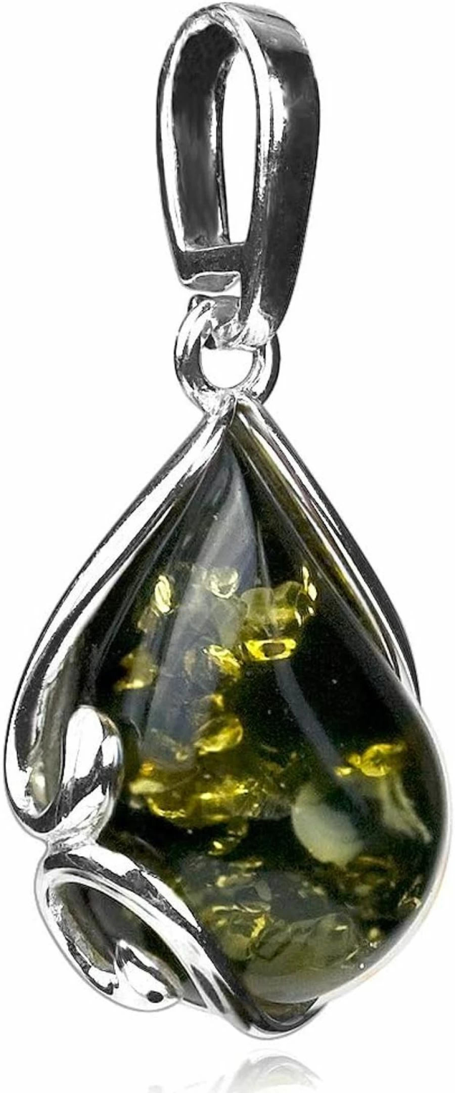 "Ian & Valeri Co. Sterling Silver Green Amber Pendant – Classic Handcrafted Jewelry"