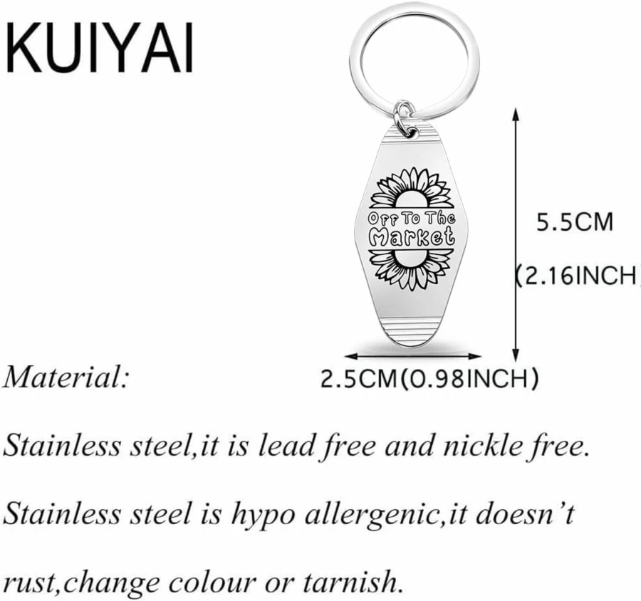 "KUIYAI Sunflower Market Keychain - Unique Gift for Flower Lovers, Farmers Market, Flea Market & Hotel Souvenirs"