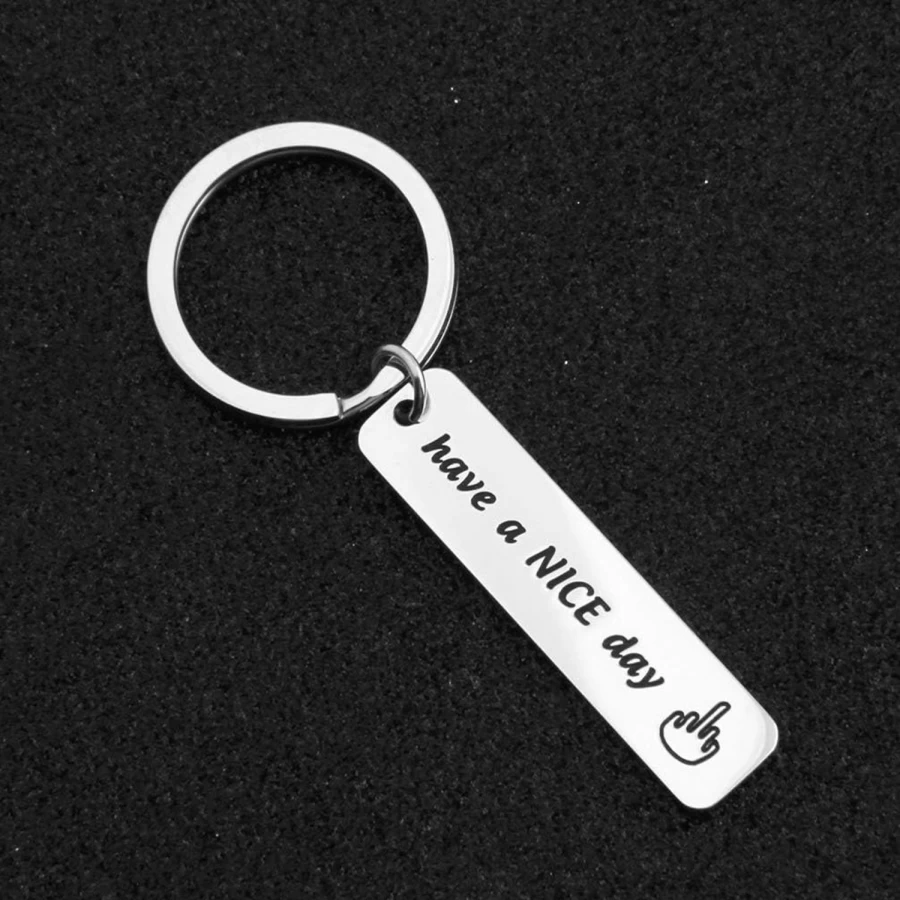 Bobauna Funny Middle Finger Keychain - Sarcastic Gift for Coworkers, Best Friends, Office Humor - Have a Nice Day Novelty Keyring