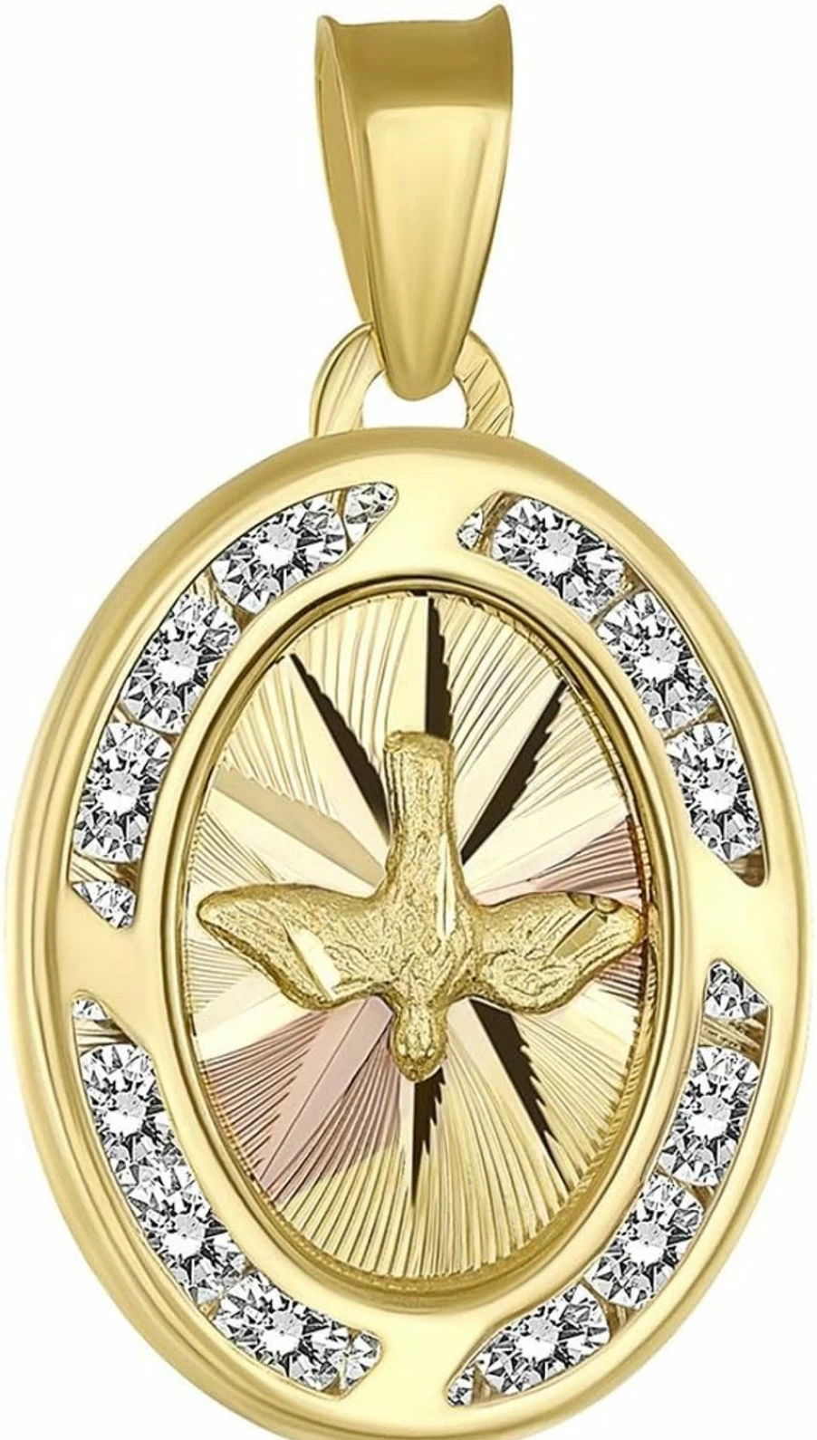 14K Yellow Gold Holy Spirit Dove Charm Pendant with Cubic Zirconia | Jewelry America