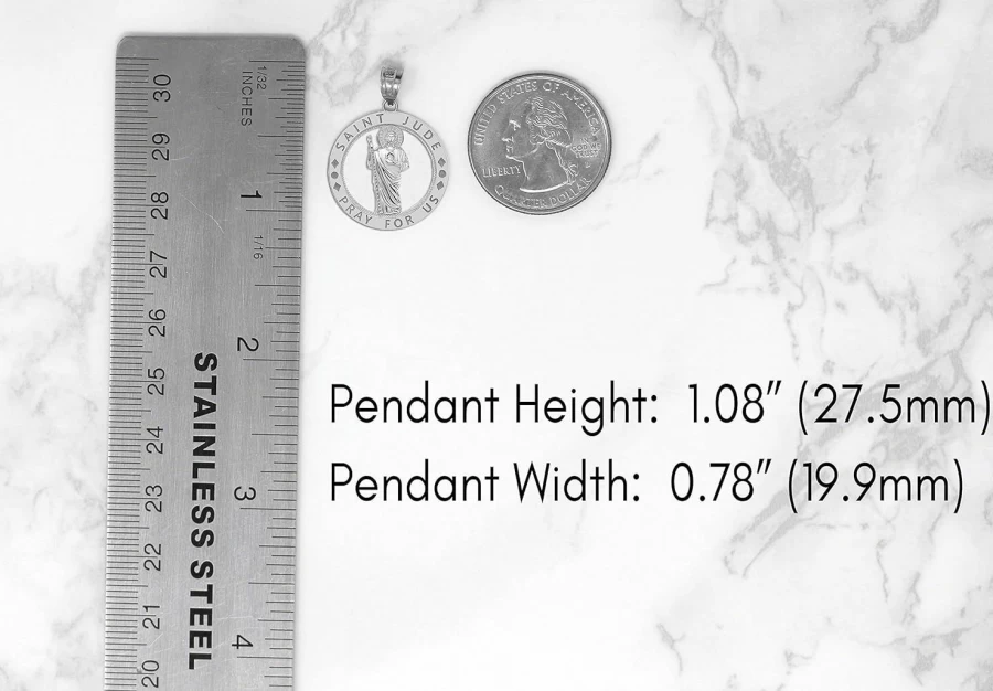 CaliRose Jewelry Sterling Silver Saint Jude Pray For Us Round Charm Pendant for Necklace