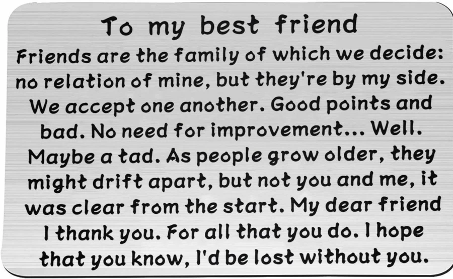 Bobauna Best Friend Wallet Card - Friendship Gift for Her, Personalized Keepsake for Besties, Heartfelt Token for Your Chosen Family