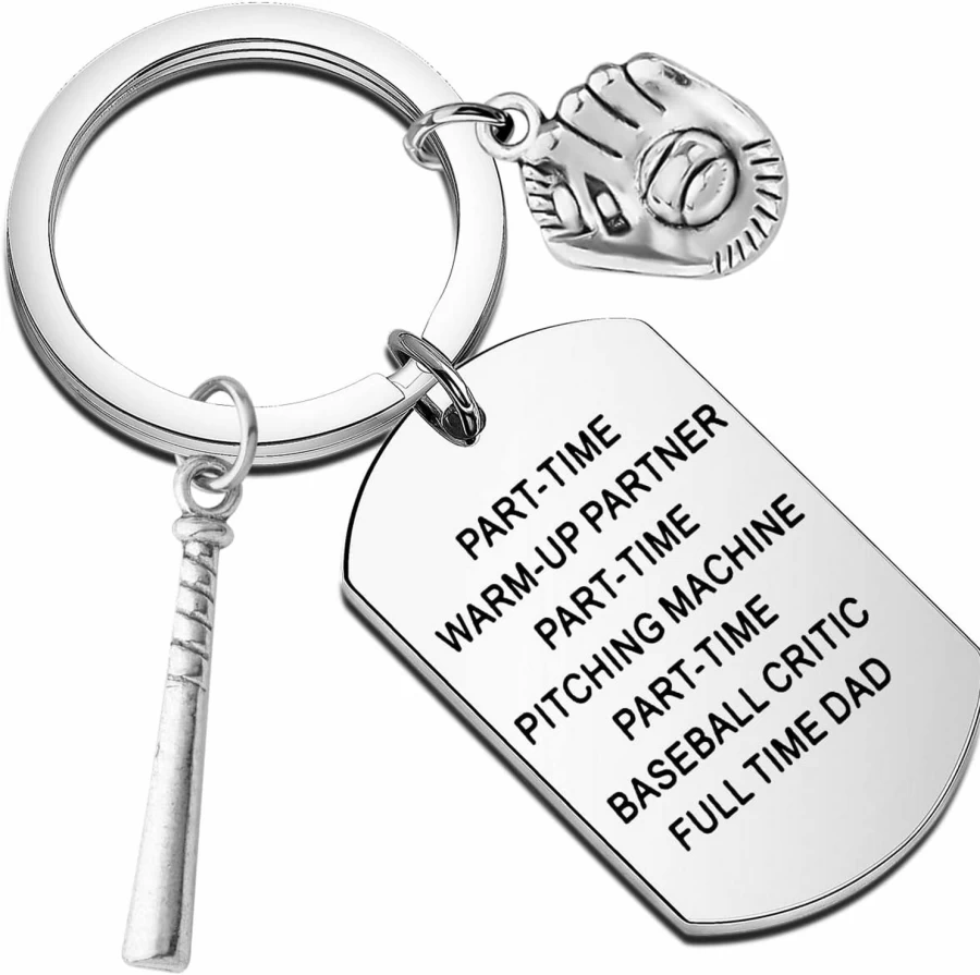TIIMG Baseball Keychain for Dad - Personalized Coach Gift, Father's Day Present, Birthday Gift for Baseball Lovers, Cool Dad Accessories