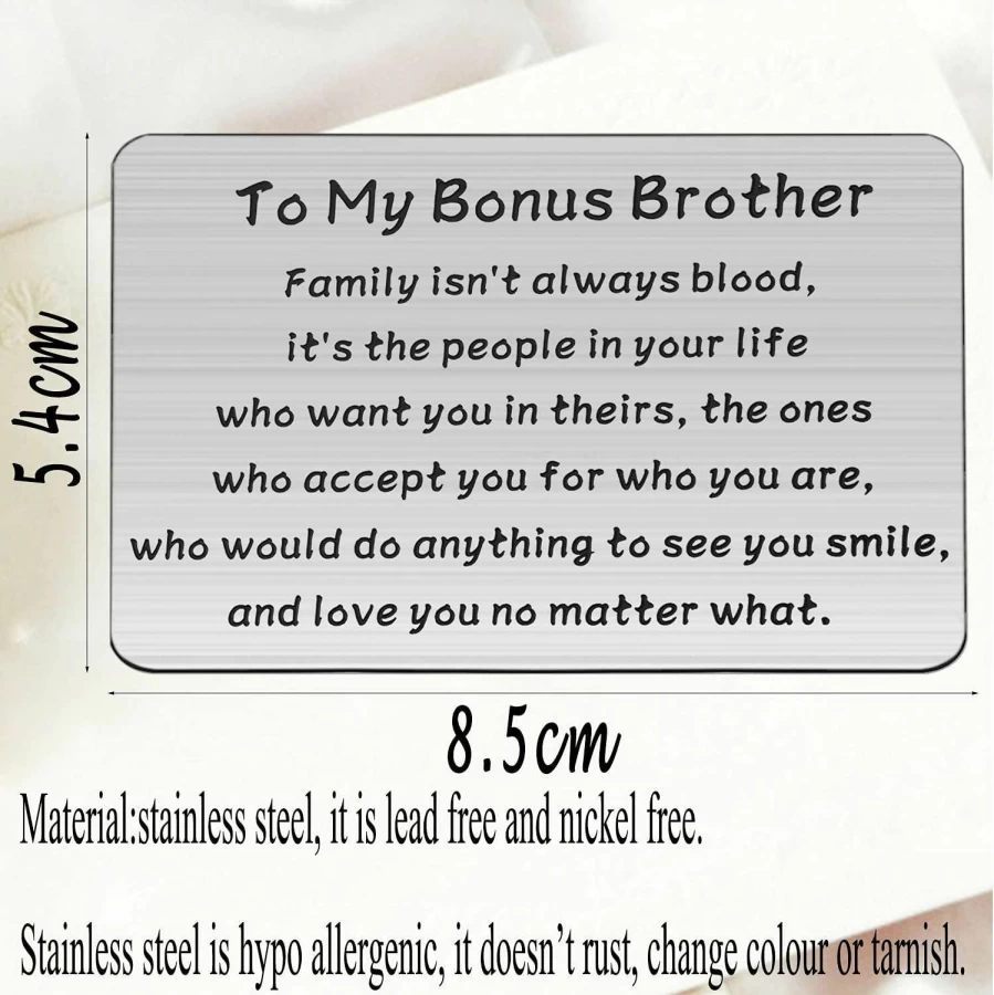 "Bobauna Engraved Bonus Sister Wallet Card - Heartfelt Wedding Gift for Sister-in-Law, Family Keepsake"