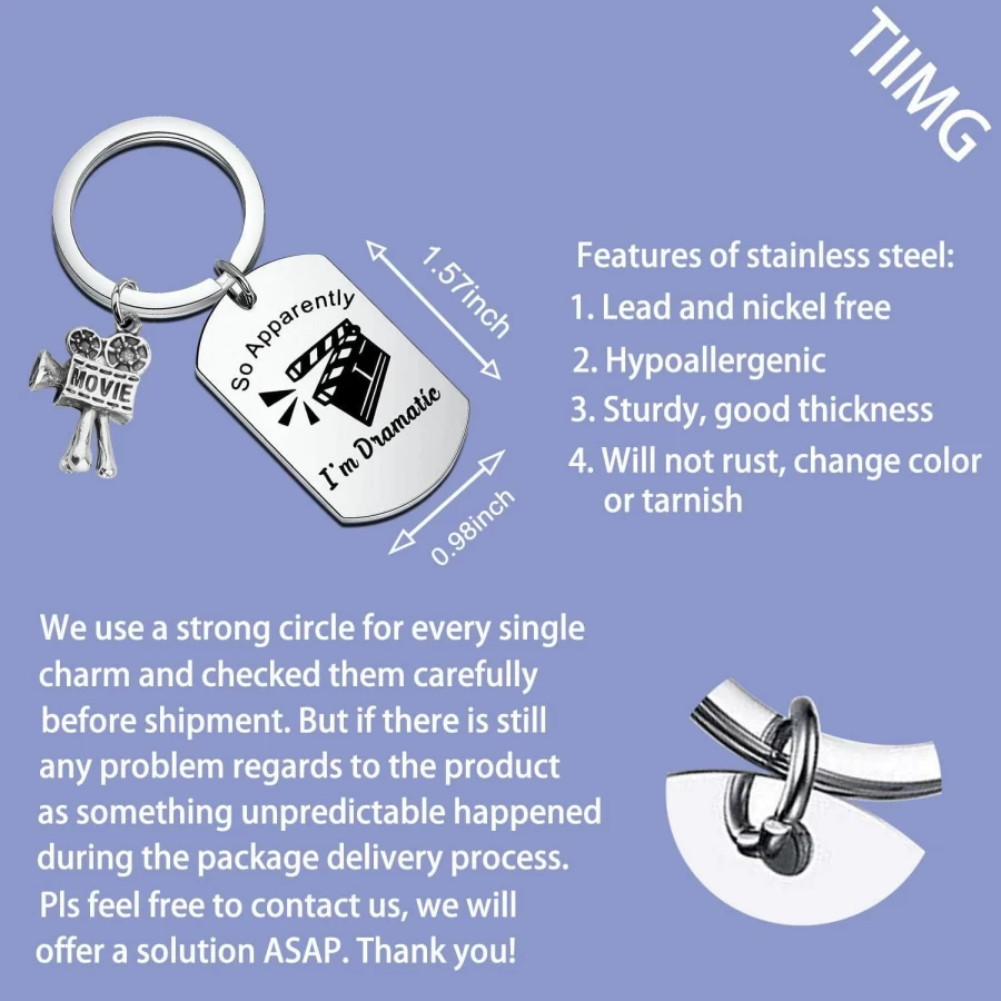 TIIMG Funny Actor Actress Keychain - Theater & Film Director Gift, Movie Filmmaker Present, Acting Enthusiast Accessory