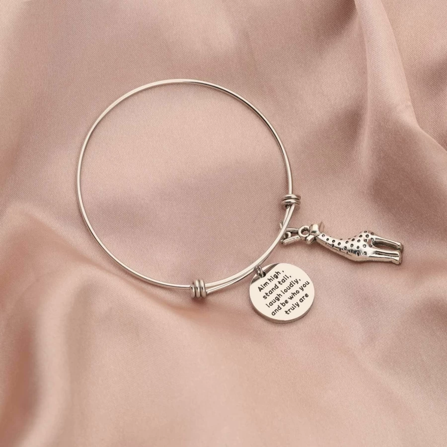 "Aktap Giraffe Keychain - Inspirational Jewelry Gift with 'Aim High Stand Tall' Message"