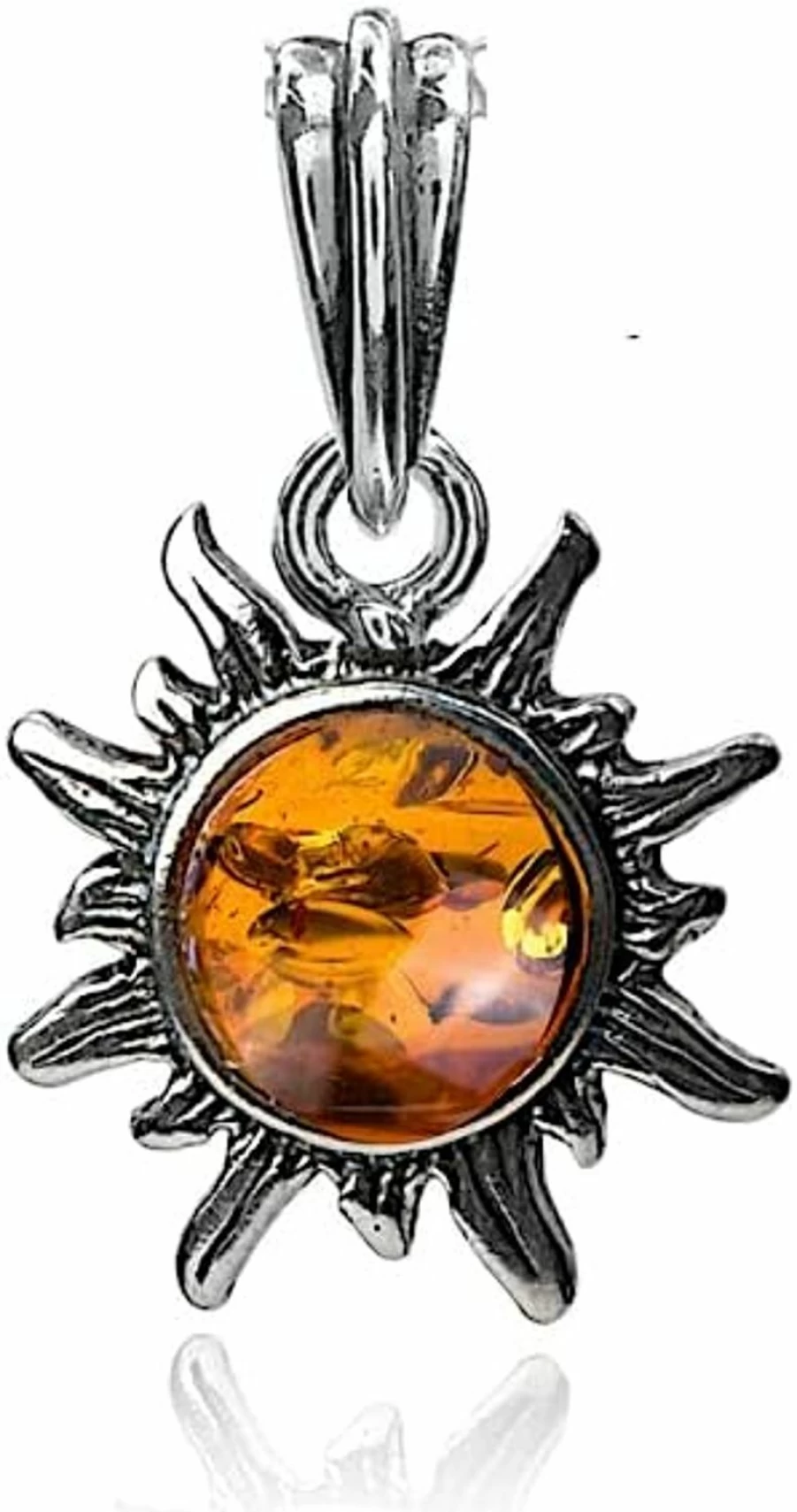 "Ian and Valeri Co. Sterling Silver Tiny Sun Charm Pendant - Amber Accent"