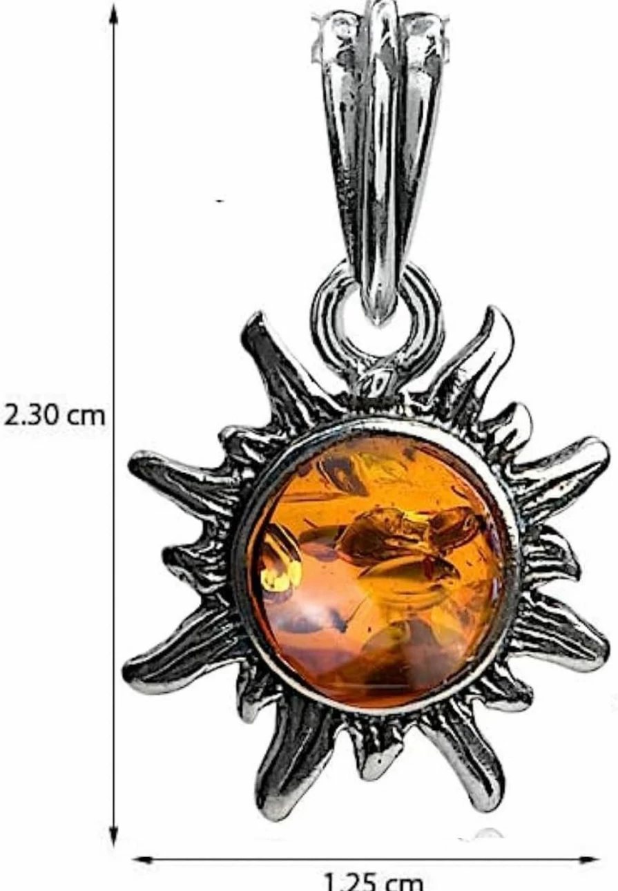 "Ian and Valeri Co. Sterling Silver Tiny Sun Charm Pendant - Amber Accent"