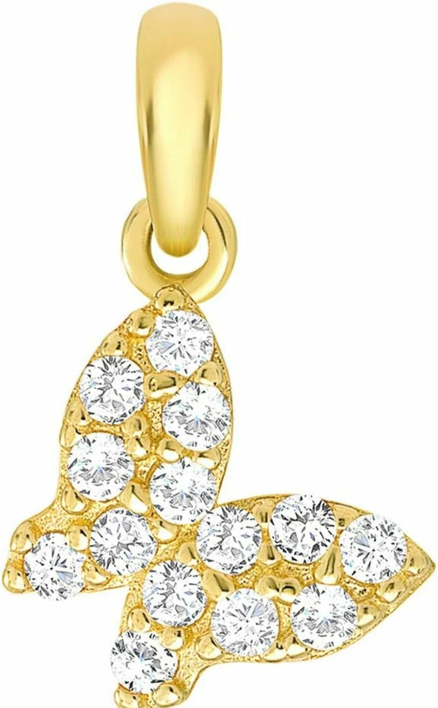"Animal by Jewelry America 14K Solid Gold Butterfly Charm Pendant with Cubic Zirconia - Dainty Yellow Gold Jewelry"