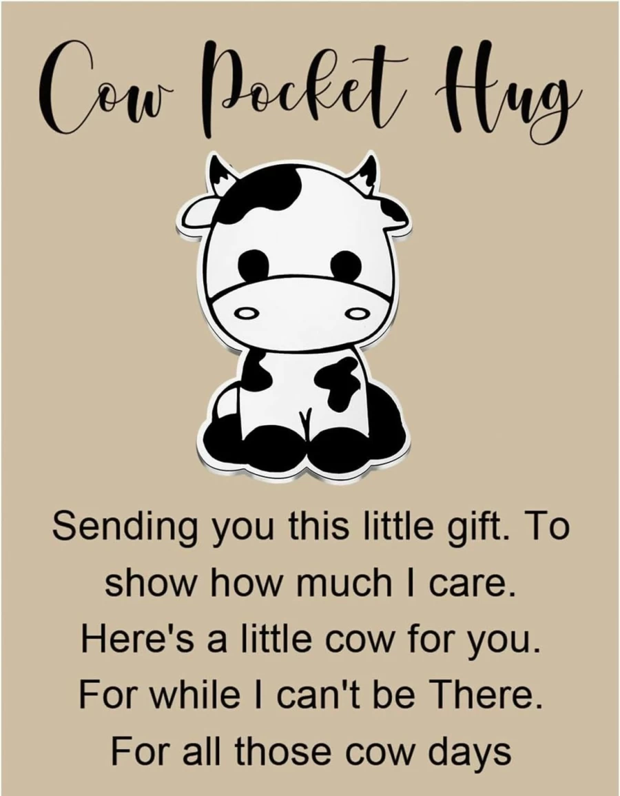 BLEOUK Cow Pocket Hug Token - Long Distance Gift for Cow Lovers, Thinking of You Keepsake
