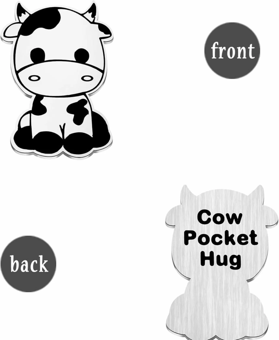 BLEOUK Cow Pocket Hug Token - Long Distance Gift for Cow Lovers, Thinking of You Keepsake