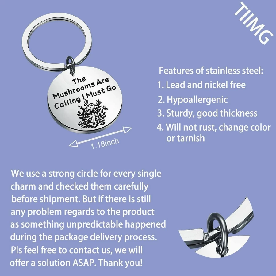 TIIMG Mushroom Keychain - Unique Mycology Enthusiast Gift, Mushroom Foraging Present, Perfect for Mushroom Lovers, Fungi-Themed Accessory