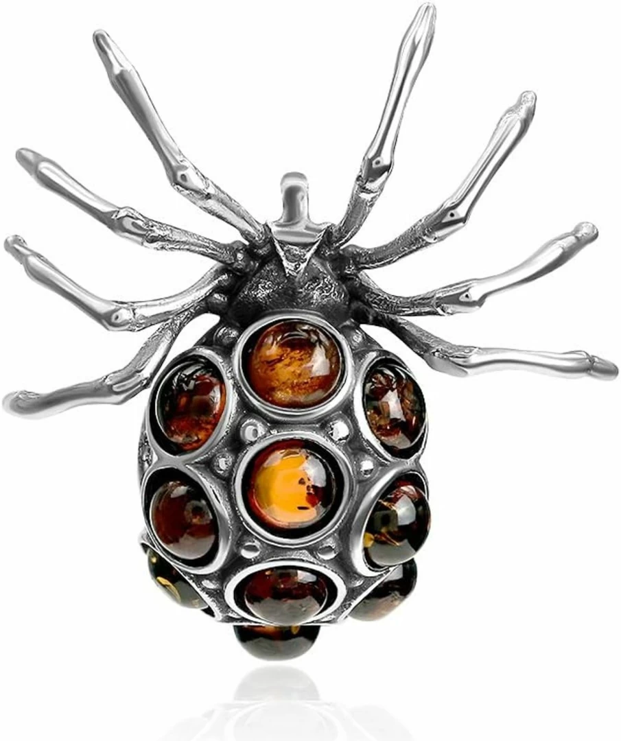 "Ian and Valeri Co. Sterling Silver Amber Bug Pendant – Handcrafted Jewelry"