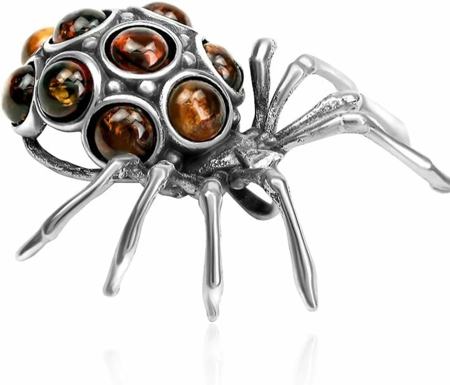 "Ian and Valeri Co. Sterling Silver Amber Bug Pendant – Handcrafted Jewelry"