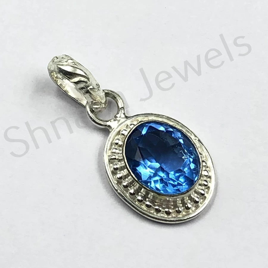 SHNAYA JEWELS Vintage Tanzanite Sterling Silver Pendant - Handmade 925 Silver Unisex Jewelry for Engagement, Mother's Day Gift, Elegant Designer Gemstone Necklace (1.20")
