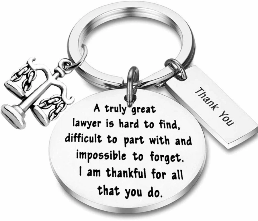 BAUNA Scales of Justice Keychain - Lawyer Gift, Retirement Present, Legal Charm for Attorneys