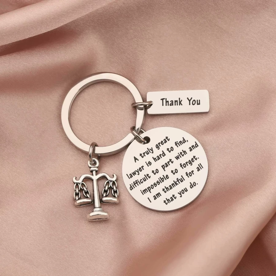 BAUNA Scales of Justice Keychain - Lawyer Gift, Retirement Present, Legal Charm for Attorneys