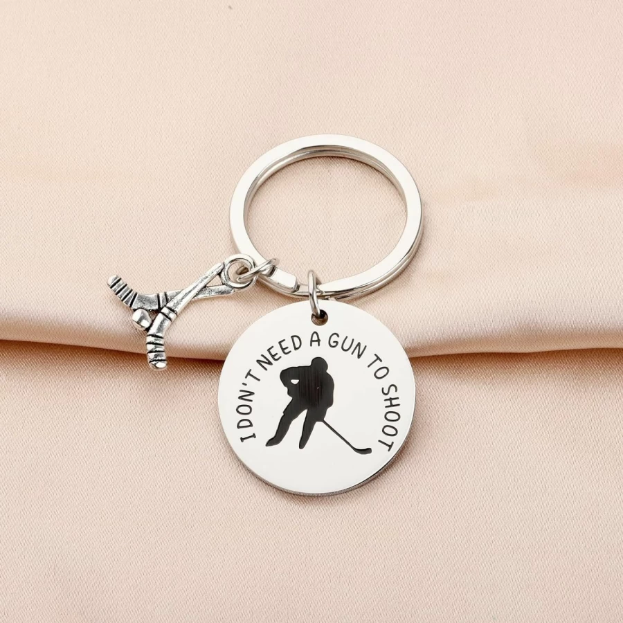 WSNANG Hockey Player Keychain - Ice Hockey & Field Hockey Gift for Men and Women - Personalized Sports Lover Charm