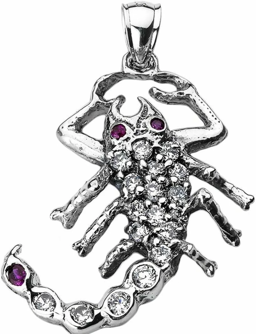 Claddagh Gold Scorpio Zodiac Sterling Silver Pendant with Stone-Studded Scorpion Charm