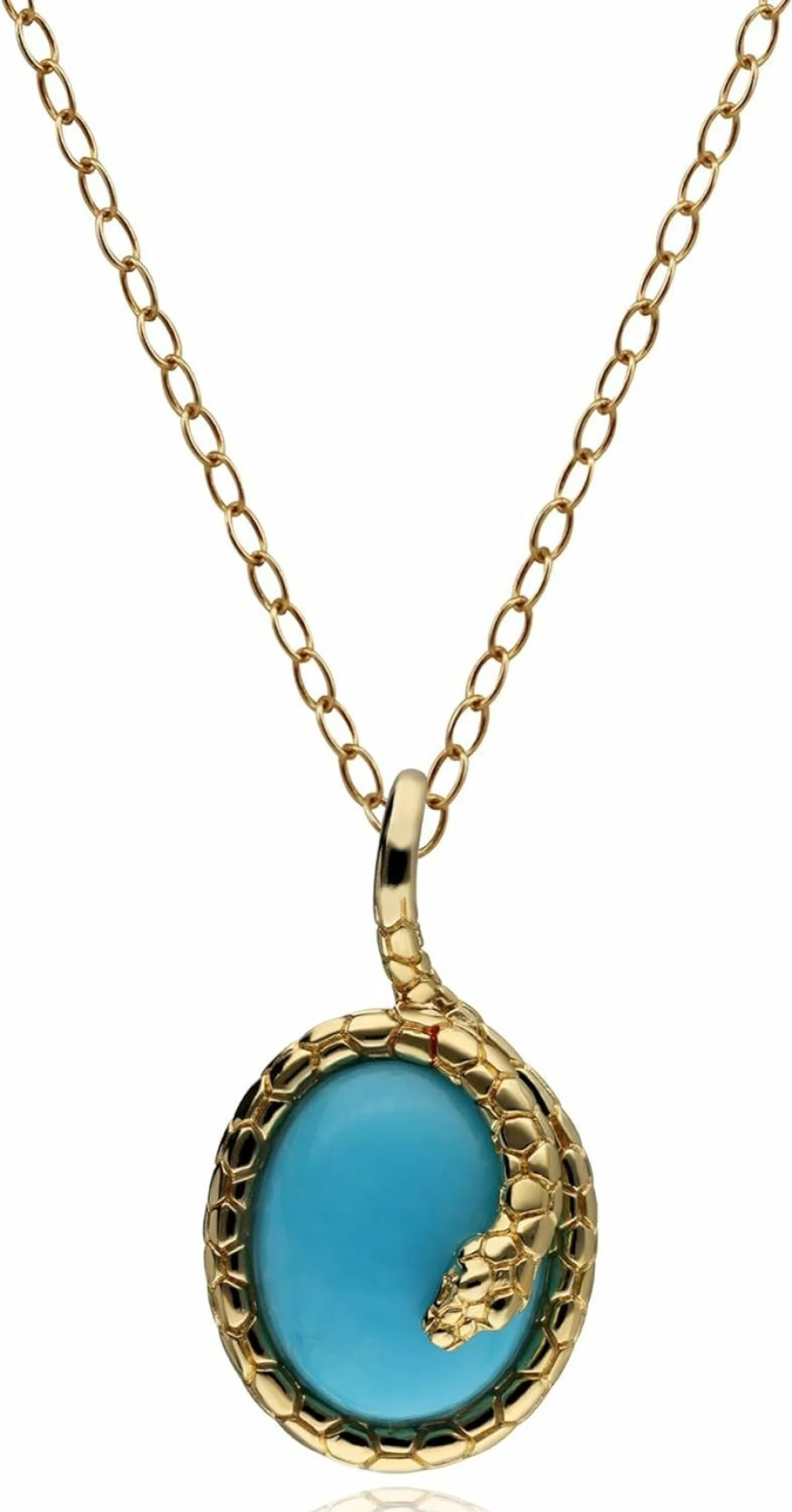 Gemondo 925 Sterling Silver Gold Plated Turquoise Snake Pendant - Oval Winding Design