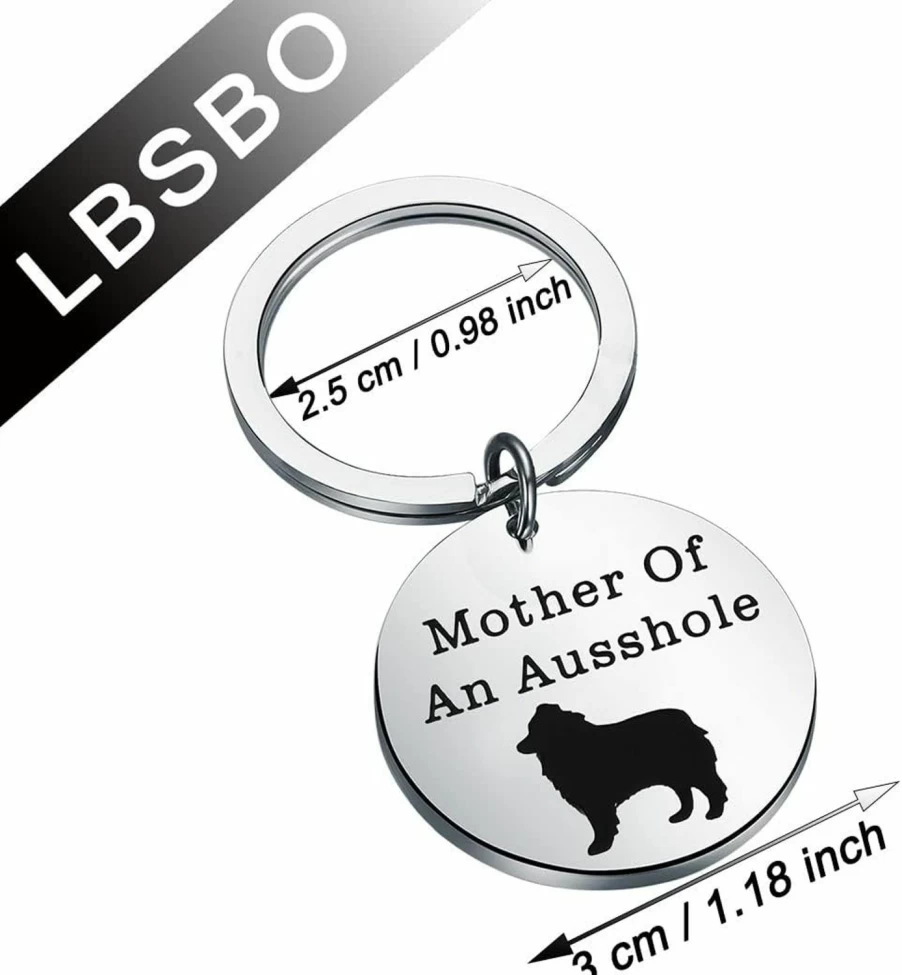 CENWA Australian Shepherd Keychain - Aussie Dog Lover Gift, Mother Of An Ausshole Jewelry, Unique Ausshole Gifts for Women & Men