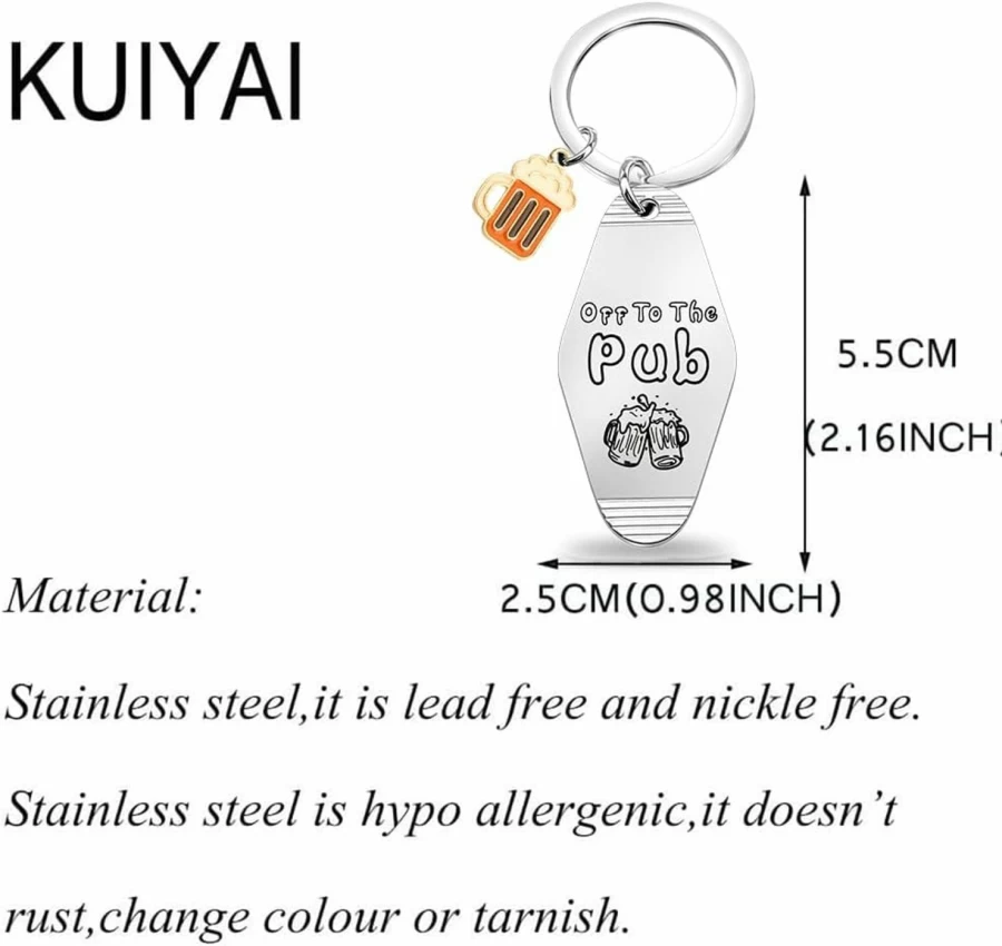 "KUIYAI Custom Beer Lovers Keychain - Unique Bartender Gift, Pub Club Accessory, Ideal for Friends & Hotel Motel Enthusiasts"