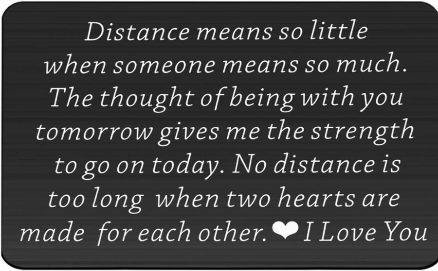 FUSTMW Engraved Metal Wallet Insert Card & Necklace Set for Long Distance Couples - Matching Gift for Him Her, Deployment Keepsake