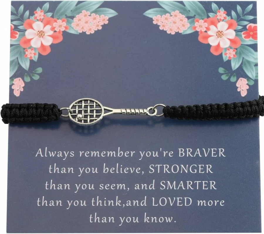 KUIYAI Tennis Racquet and Inspirational Bracelet Gift Set for Tennis Lovers, Players, Coaches, and Teams