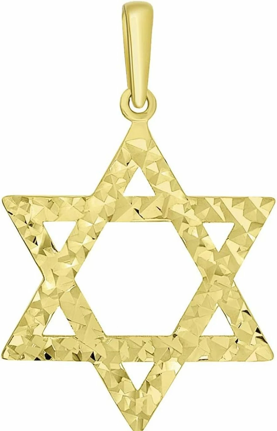 14K Yellow Gold Star of David Pendant - Religious Jewelry by Jewelry America - Hebrew Textured Design