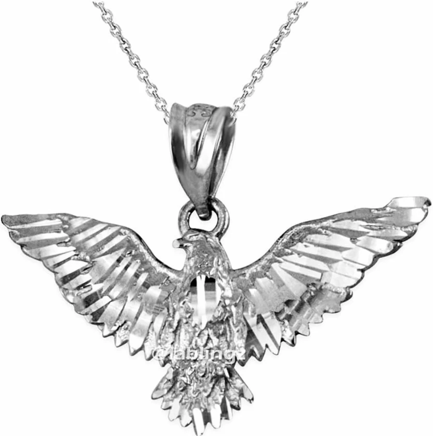 LA BLINGZ Sterling Silver Falcon Eagle Charm Pendant for Necklaces - Elegant Bird Jewelry Gift