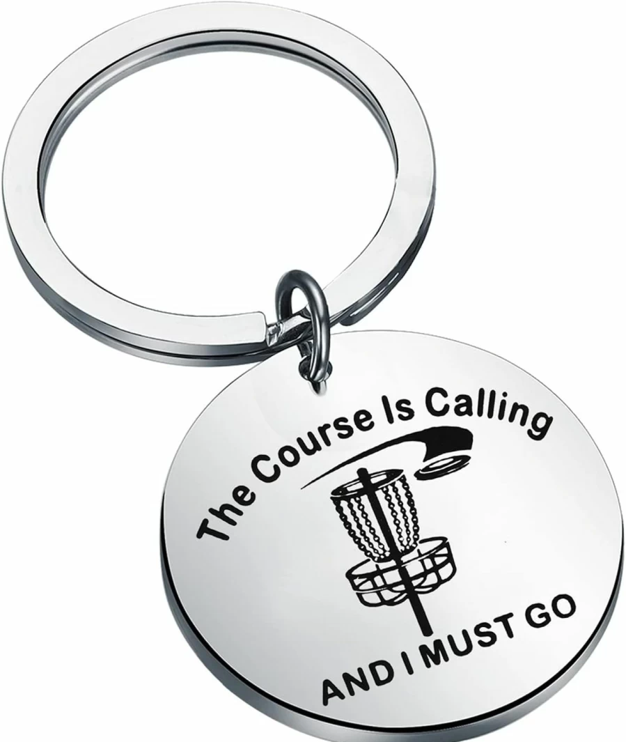 TIIMG Funny Disc Golf Keychain - Unique Gift for Disc Golfers, Dad, Husband - Mini Frisbee Keyring for Golf Enthusiasts