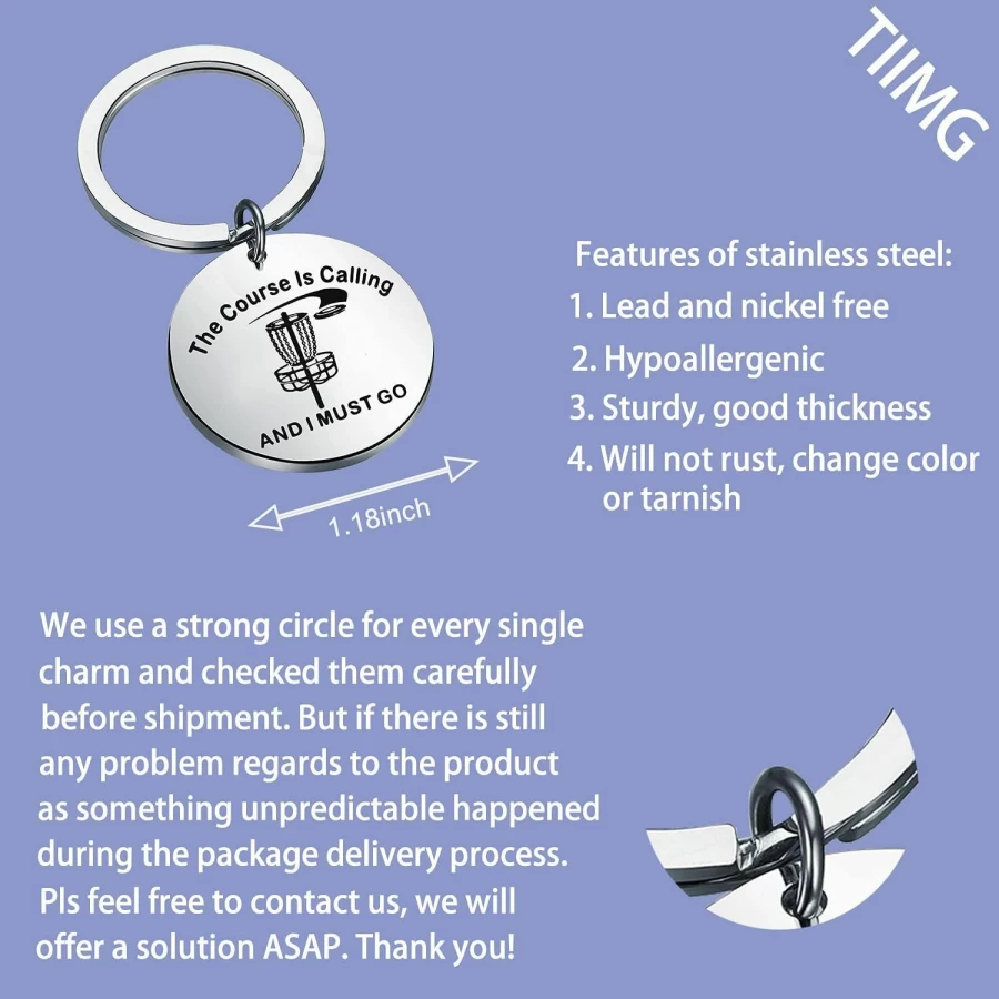 TIIMG Funny Disc Golf Keychain - Unique Gift for Disc Golfers, Dad, Husband - Mini Frisbee Keyring for Golf Enthusiasts