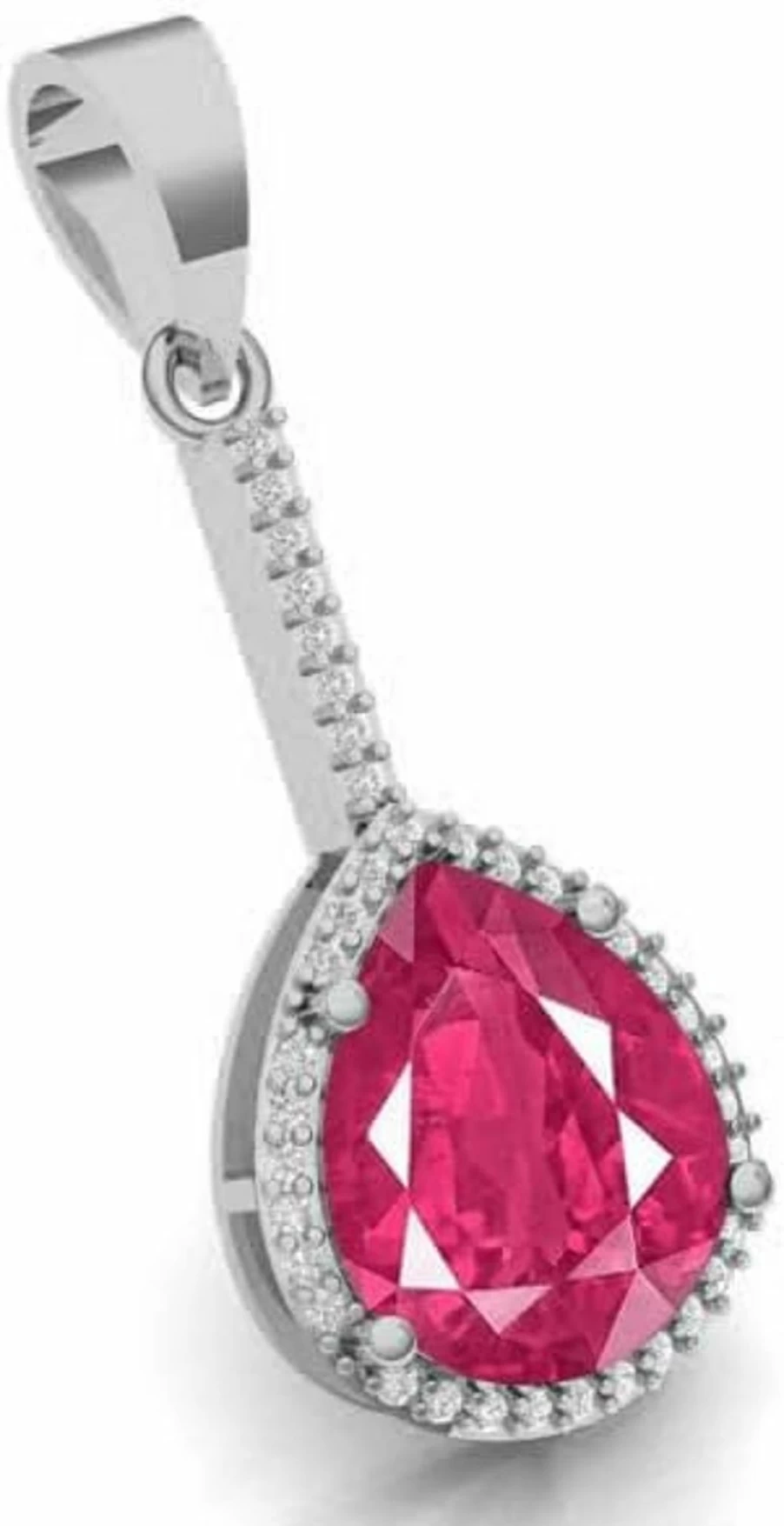 LMDPRAJAPATIS Natural Lab-Certified 15X10mm Pear Shape Ruby Pendant Necklace - July Birthstone Jewelry Gift for Women