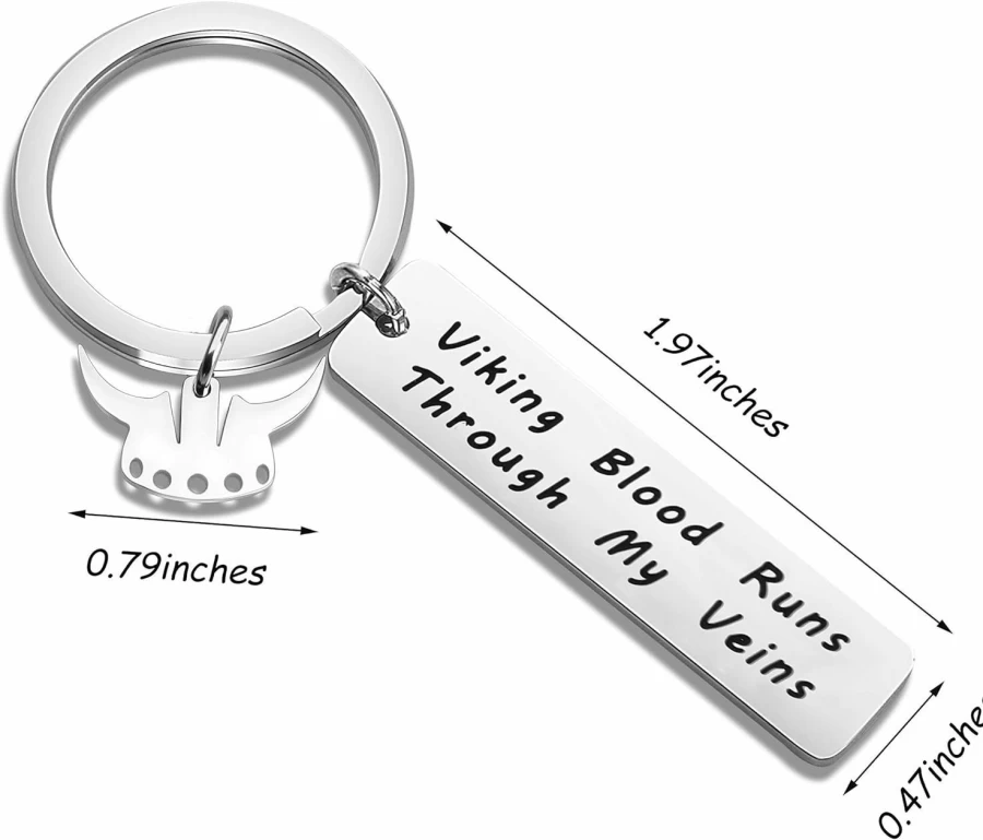 "KUIYAI Viking Keychain with Helmet Charm - Norse Warrior Gift, Viking Blood Design"