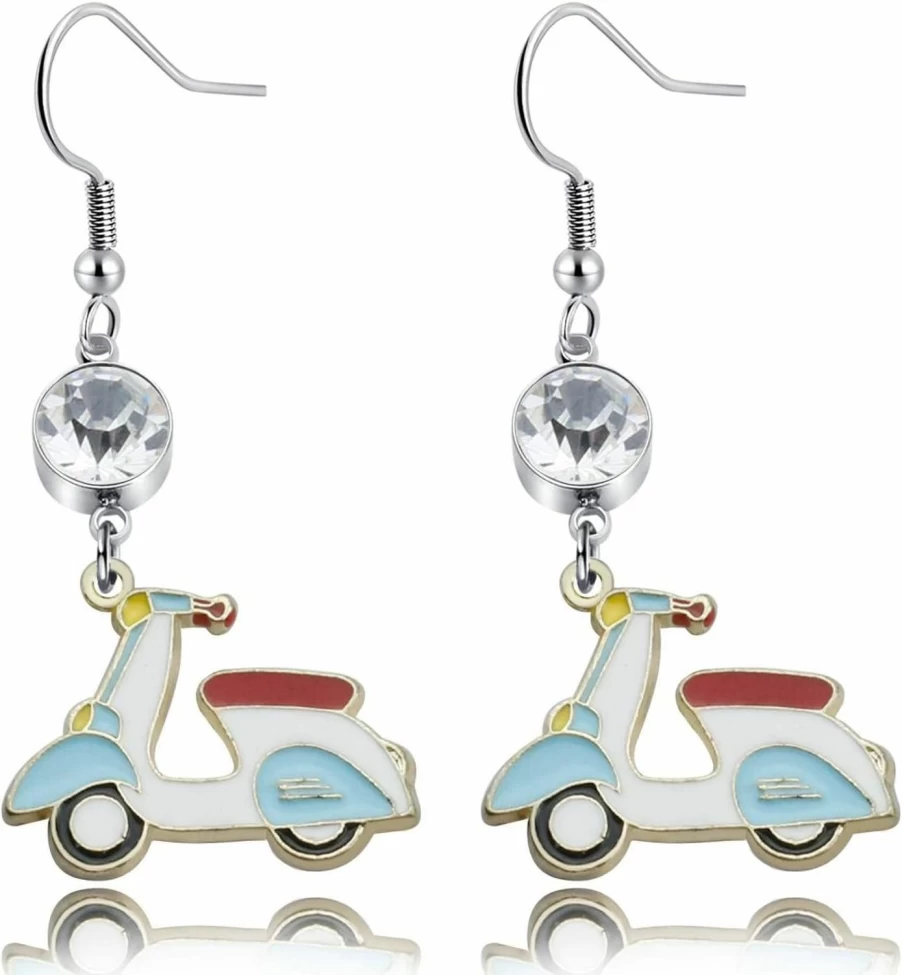 "NC Motorcycle Earrings for Women - Birthstone Biker Jewelry, Motorcycle Lover Gift, Biker Chick Birthday Present, Stocking Stuffer for Riders"
