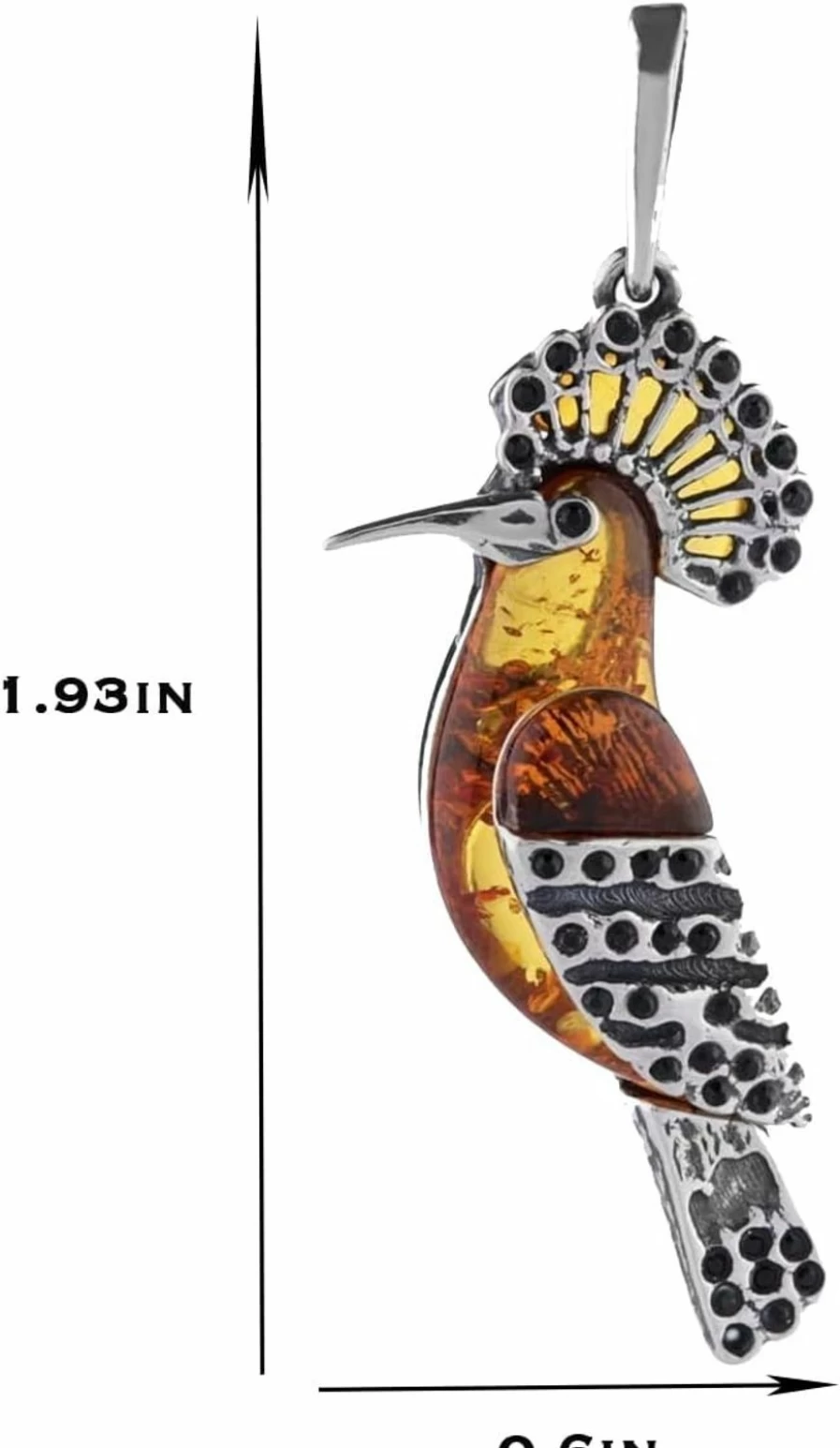 Ian & Valeri Co. Sterling Silver Bird Pendant with Amber - Handcrafted Jewelry