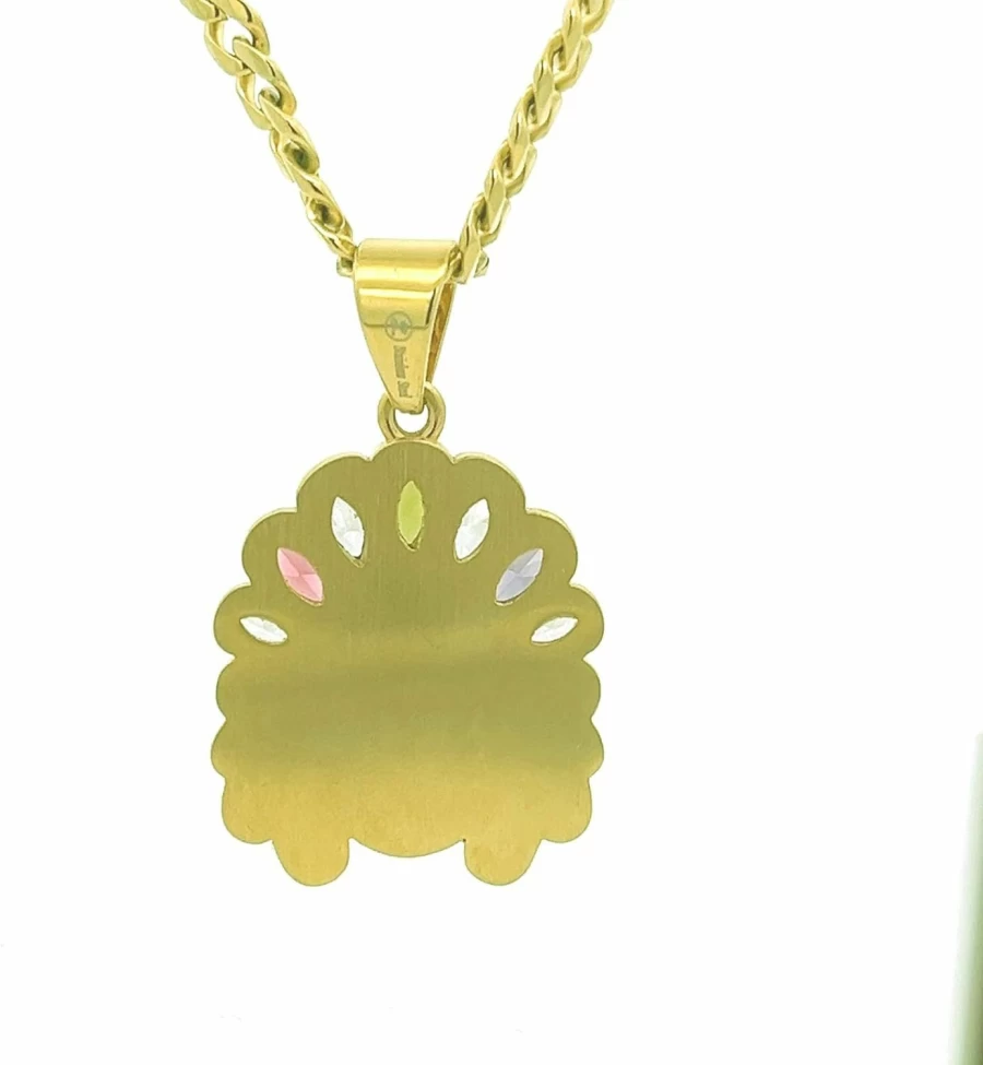 Lax Jewelry Cubic Zirconia Pendant with Indian Head Symbol - Simulated Diamond Necklace