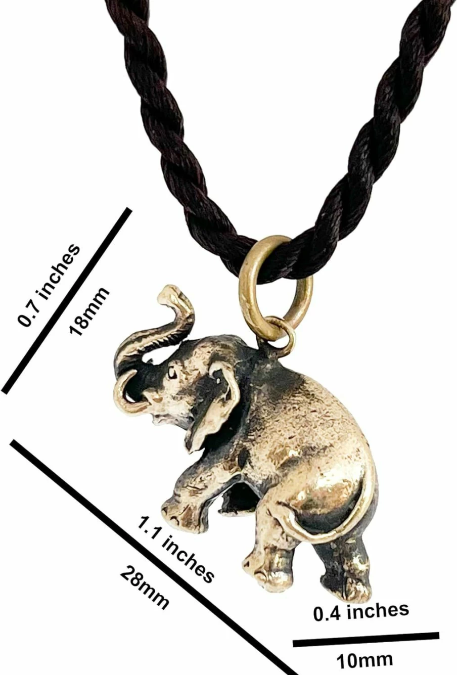 Artschatz Elephant Brass Pendant - Handcrafted Trunk Up Elephant Charm for Jewelry Making