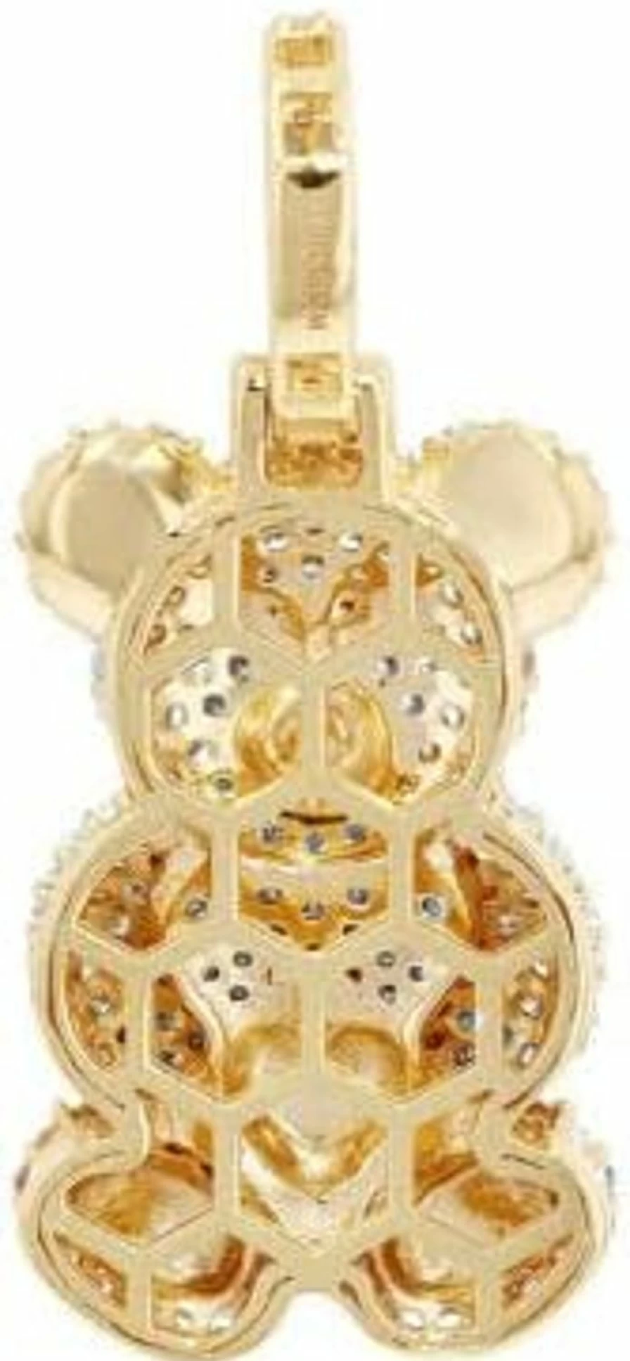 1.25 Ct Round Cut Diamond Teddy Bear Pendant in 14K Yellow Gold Over Sterling Silver - Cute Charm for Necklace
