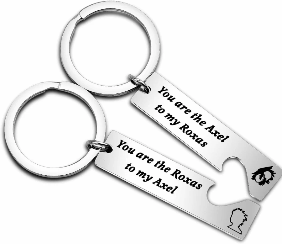 "FEELMEM Kingdom Hearts Keychain Set - Axel and Roxas Best Friend Gift for Game Lovers"