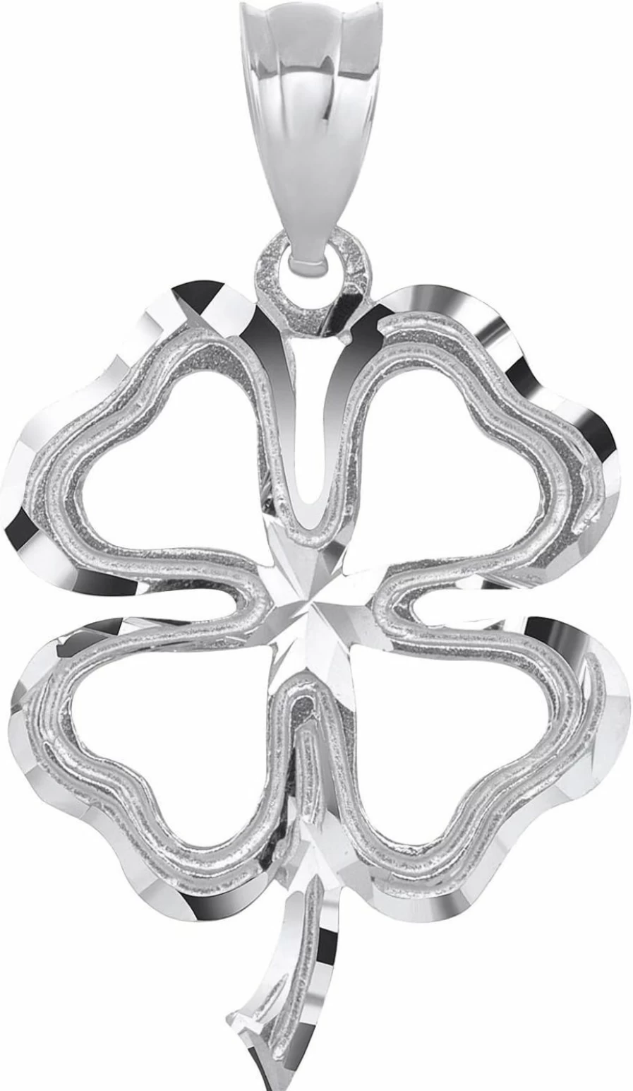 CaliRoseJewelry Sterling Silver Four Leaf Clover Pendant Necklace - Irish Shamrock Charm for Good Luck