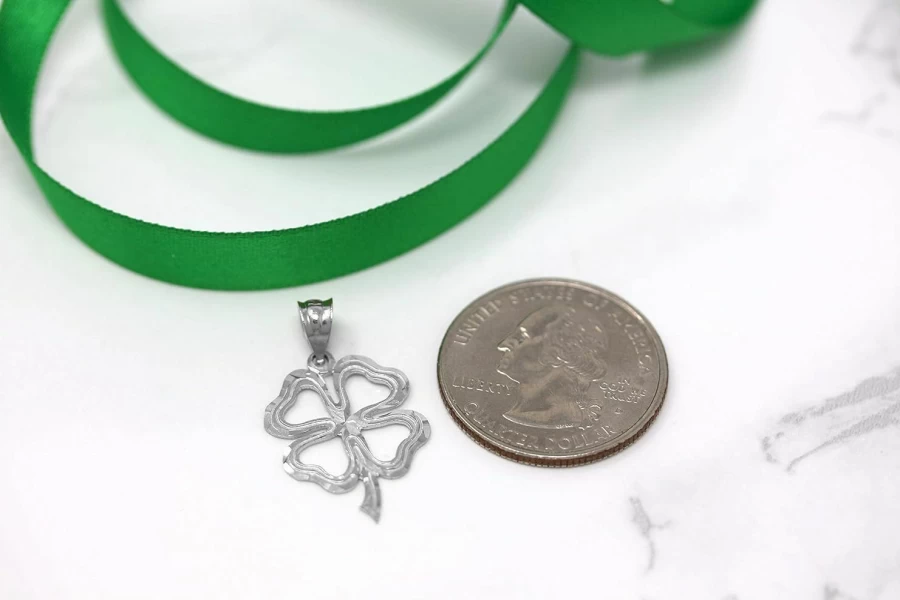 CaliRoseJewelry Sterling Silver Four Leaf Clover Pendant Necklace - Irish Shamrock Charm for Good Luck