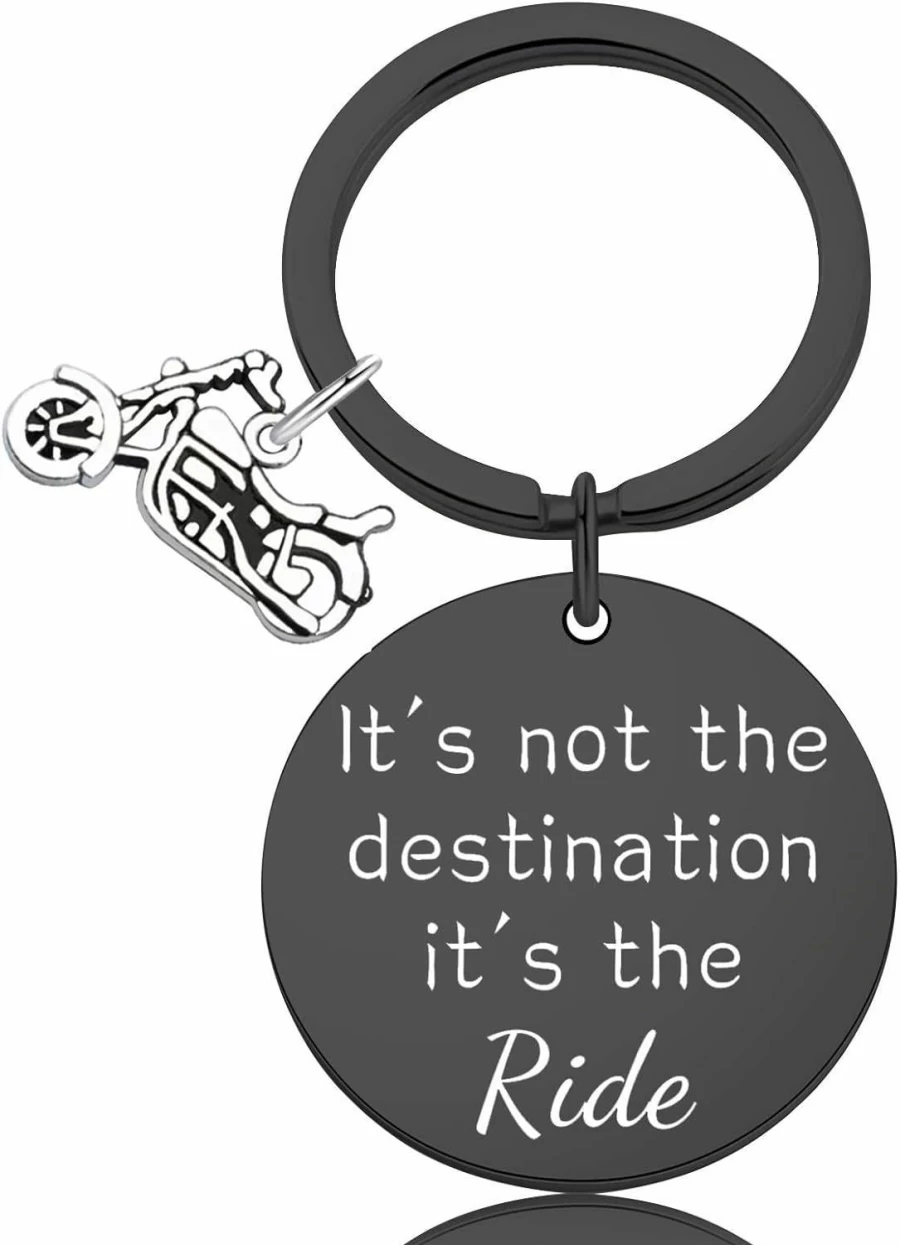 "WAJJUAN Motorcycle Keychain - 'It's Not The Destination It's The Ride' Biker Gift for Men & Women, Ride Safe Motorbike Accessories"