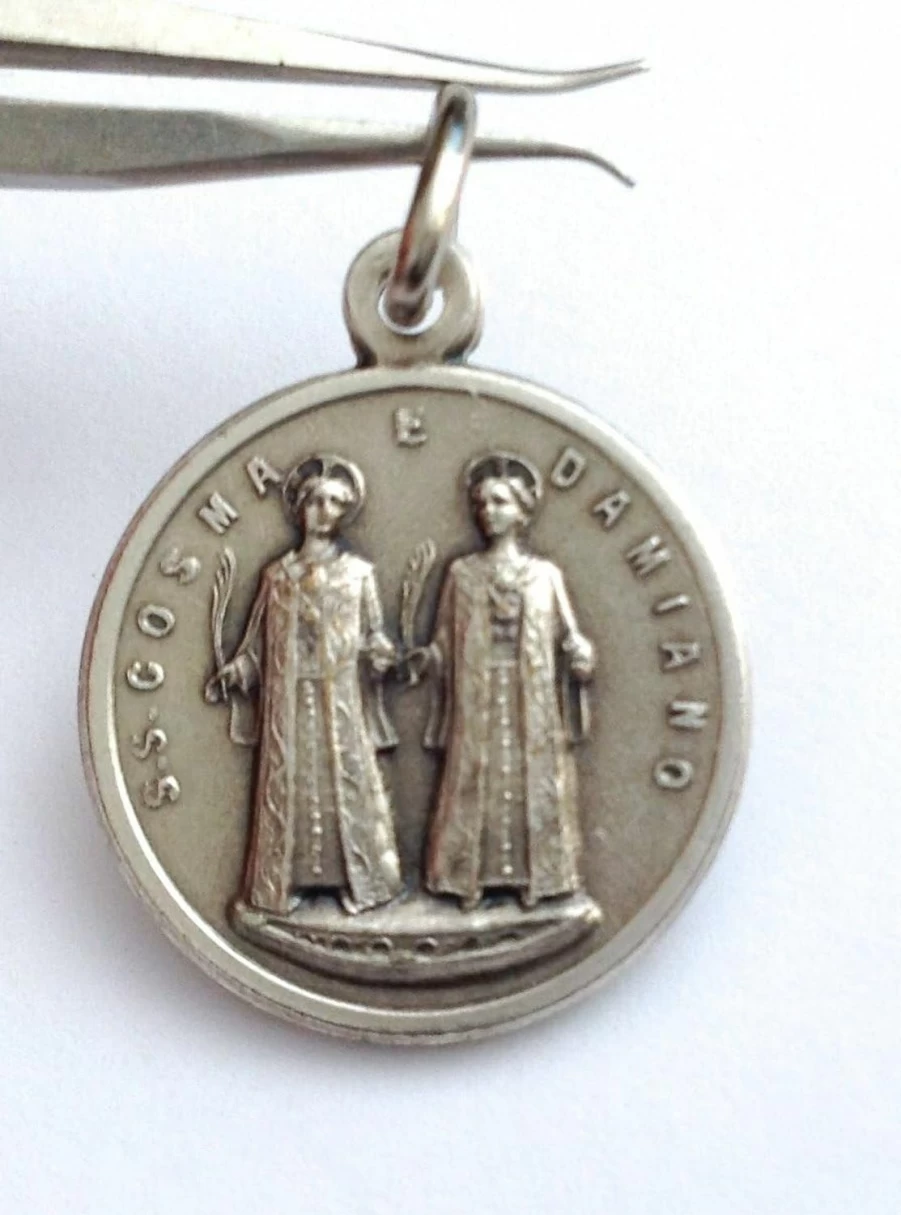 "I G J Saints Cosmas and Damian Medal - Patron Saints of Doctors, Surgeons, Pharmacists, and Dentists"