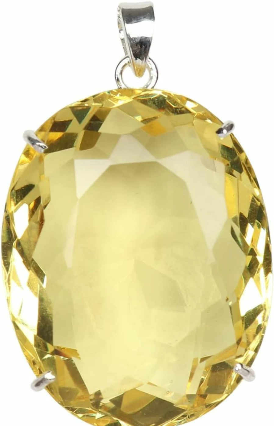 GEMHUB Sterling Silver Pear Cut Yellow Citrine Pendant - 16.56g Solitaire Jewelry for Women, No Chain Included