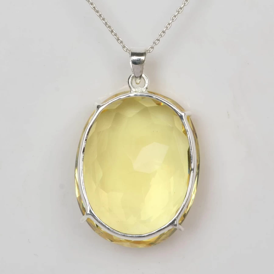 GEMHUB Sterling Silver Pear Cut Yellow Citrine Pendant - 16.56g Solitaire Jewelry for Women, No Chain Included
